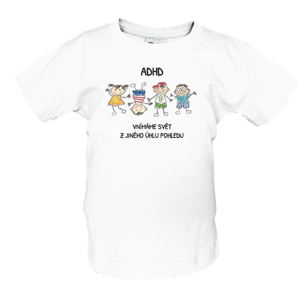 Tričko s potiskem ADHD - VNÍMÁME SVĚT JINAK